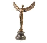 Figura IN Bronzo Scultura Ikarus Su Zoccolo IN Marmo H40 CM Greco Mitologia