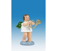 Figura IN Legno Angelo Con Engl. Corno Senza Corona Altezza 6cm Nuovo Strumento