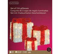 Figura luminosa a batteria Set di 3 pacchi regalo con fiocco rosso 65 led luce c
