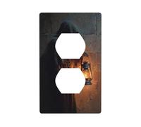 Figura mantellata che tiene una vecchia lanterna copertura interruttore luce copertura decorativa 1 banda piastra da parete per cucina stanza bagno dimensioni 7 x 11,4 cm