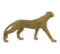 FIGURA PANTERA RESINA DORADA 34X10X20CM