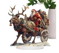 Figura Papá Noel en Trineo,Figura Papá Noel Navidad | Papá Noel Acrílico 2D en Trineo Con Mesa De Ciervo | Decoración Navideña De Invierno Coleccionable Para Decoración Del Hogar Con Chimenea