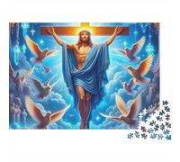 Figura Religiosa Scena Luce Blu Puzzle 1000 Pezzi Carta per Adulti Colomba della Pace Gioco di Puzzle per Famiglia Relax Regalo Festivo 52x38cm/1000pcs