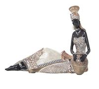 FIGURA RESINA AFRICANA BLANCA/DORADA SENTADA 25X11X20CM