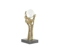 FIGURA RESINA CRISTAL 13,5X13,5X36 MANO DORADO