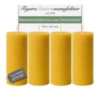 Figura Santa® Set di 4 Candele a Nido d'Ape dell'Avvento - Biologiche in 100% Cera d'Api - Naturali di Alta Qualità, Durata 7,5 Ore, 10 cm x 3,8 cm