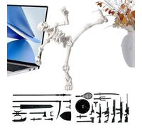Figura Scheletro, Scheletrino Azione con Accessori Multipli e Snodabile, Articolazioni Mobili Realistiche per Collezione Natalizia, Scrivanie, Giochi di Ruolo e Feste