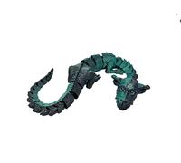 Figura snodata Cane Drago XL - 45 cm di lunghezza - Tonalità nere e verde brillante con fiocchi - Bocca articolata - Drago flessibile da collezione della fortuna - Lucky Dragon