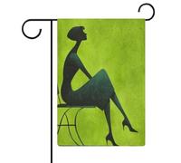 Figura umana seduta su una panchina bandiera da giardino casa cortile esterno bandiera stagionale vacanza juta doppia faccia bandiera 30,5 x 45,7 cm