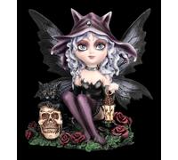 Figurazione Gothic Elfenfigur Midnight Fae, Statuetta Dipinta a Mano