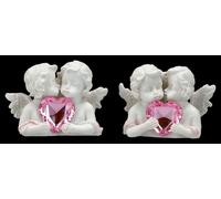 Figure Angeli 2er Set - Putti Coppia Con Cuori - Amore Tischdeko Matrimonio H 5