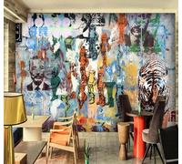 Figure Astratte Disegnate A Mano Tigri Graffiti 3D Carta Da Parati Facile Installare Mobili Sfondi Ufficio Divano Camera Letto Sfondo Decorazione Murale-150cm×105cm
