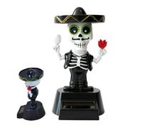 Figure Danzanti a Energia Solare Scheletro di Halloween con Testa Scuotente | Decorazione Interna Per Soggiorno Studio Console Di Controllo Scrivania Libreria Mensola Del
