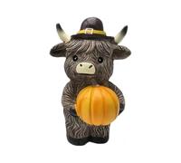 Figure Decorative di zucca di fattoria Halloween, in resina, raffigurante una mucca, per la festa autunnale. Coppo per 38 Cm (B, 10cm)