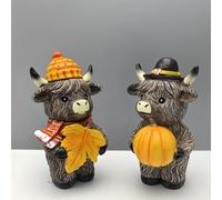 Figure Decorative di zucca di fattoria Halloween, in resina, raffigurante una mucca, per la festa autunnale. Coppo per 38 Cm (C, 10cm)