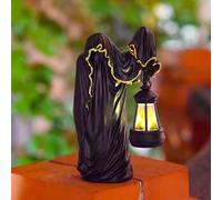 Figure decorative per Halloween, spaventose, fiume dell'inferno con lanterna, Halloween fantasma, statuetta decorativa con luce a LED, lampada a energia solare, lampada luminosa, statua di strega