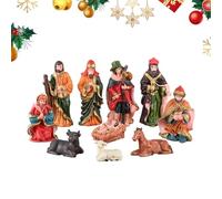 Figure Del Presepe Di Natale | Ornamento Natività Nascita Di Gesù Bambino | Miniature Set in Resina per Tavolo Donne