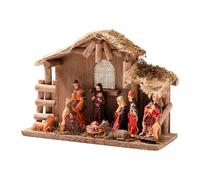 Figure del presepe - Misurazione compatta delle dimensioni del desktop, componente stabile integrata della mangiatoia, azione simbolica di narrazione natalizia, elegante decorazione spirituale per la
