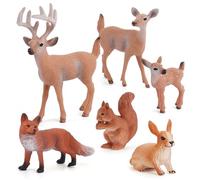 Figure di animali forestali, 6 pezzi di figurine di plastica realistiche di plastica, apprendimento di animali in miniatura educativa per progetti scientifici Torta toppers festa di compleanno Favore