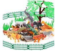 Figure di azione realistiche di mini animali da zoo giocattoli set regalo 53 pezzi per educazione e feste, foresta di plastica, safari, leone, ippopotamo, tigre, orso