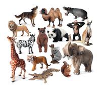 Figure di mini animali da 15 pezzi, figure realistiche di animali selvatici di plastica per il progetto scientifico e topper torta, modello educativo precoce per bambini per bambini per per b