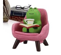 Figure di rana in miniatura: ornamento di rana che beve caffè, da scrivania di rana | Figure di rana per interni, scultura del libro di lettura della rana, statua di rana animale per la casa