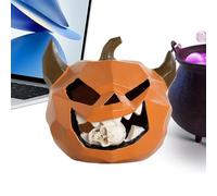 Figure di zucca di Halloween - Ornamenti di zucca con teschio morso per Halloween - Centri da tavolo terrificanti Decorazione casa per giardino finestra scaffale porta principale