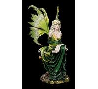 Figure Shop GmbH - Statuina di Elfo Fantasy "Principessa Gaia" con drago e fatina, angelo, ali da infilare, decorata con pietre preziose, altezza 51 cm