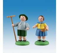 Figure Tutto L'Anno Coppia Contadini Con Rastrello E Ciotola Altezza 7cm Nuovo