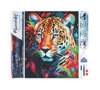 Figured'Art Diamond Painting Art 5D kit completo 40x50cm Tela Arrotolata Interamente da Ricoprire di Diamonds Quadrati - Leopardo Astratto Colorato - Pittura Diamante - Attività Creativa per Adulti