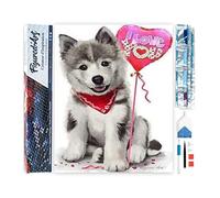Figured'Art Diamond Painting Art 5D kit completo 40x50cm Tela Arrotolata Interamente da Ricoprire di Diamonds Quadrati - Amo I Cani - Pittura Diamante - Attività Creativa per Adulti