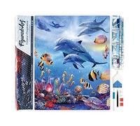 Figured'Art Diamond Painting Art 5D kit completo 40x50cm Tela Arrotolata Interamente da Ricoprire di Diamonds Quadrati - Delfini E Mare - Pittura Diamante - Attività Creativa per Adulti