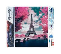 Figured'Art Diamond Painting Art 5D kit completo 40x50cm Tela Arrotolata Interamente da Ricoprire di Diamonds Quadrati - Torre Eiffel E Fiori - Pittura Diamante - Attività Creativa per Adulti