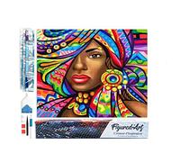 Figured'Art Diamond Painting Art 5D kit completo 40x50cm Tela Arrotolata Interamente da Ricoprire di Diamonds Quadrati - Donna Esotica - Pittura Diamante - Attività Creativa per Adulti