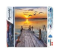 Figured'Art Diamond Painting Art 5D kit completo 40x50cm Tela Arrotolata Interamente da Ricoprire di Diamonds Quadrati - Porticciolo Sul Lago - Pittura Diamante - Attività Creativa per Adulti