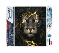 Figured'Art Diamond Painting Art 5D kit completo 40x50cm Tela Arrotolata Interamente da Ricoprire di Diamonds Quadrati - Leone Nero - Pittura Diamante - Attività Creativa per Adulti