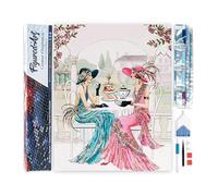 Figured'Art Diamond Painting Art 5D kit completo 40x50cm Tela Arrotolata Interamente da Ricoprire di Diamonds Quadrati - Chiacchere da tè - Pittura Diamante - Attività Creativa per Adulti