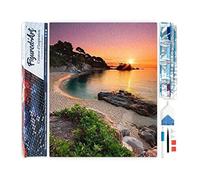 Figured'Art Diamond Painting Art 5D kit completo 40x50cm Tela Arrotolata Interamente da Ricoprire di Diamonds Quadrati - Spiaggia E Tramonto - Pittura Diamante - Attività Creativa per Adulti