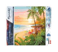 Figured'Art Diamond Painting Art 5D kit completo 40x50cm Tela Arrotolata Interamente da Ricoprire di Diamonds Quadrati - Surf club - Pittura Diamante - Attività Creativa per Adulti