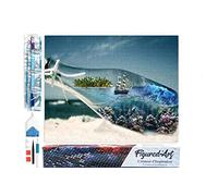 Figured'Art Diamond Painting Art 5D kit completo 40x50cm Tela Arrotolata Interamente da Ricoprire di Diamonds Quadrati - Bottiglia Di Mare - Pittura Diamante - Attività Creativa per Adulti