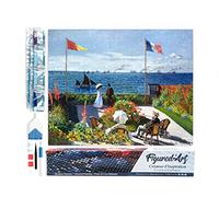 Figured'Art Diamond Painting Art 5D kit completo 40x50cm Tela Arrotolata Interamente da Ricoprire di Diamonds Quadrati - La terrazza a Sainte-Adresse, Monet - Pittura Diamante
