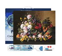 Figured'Art Diamond Painting Art 5D kit completo 40x50cm Tela già Incorniciata Interamente da Ricoprire di Diamonds Quadrati - Fiori e frutti - Severin Roesen - Pittura Diamante