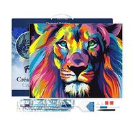 Figured'Art Diamond Painting Art 5D kit completo 40x50cm Tela già Incorniciata Interamente da Ricoprire di Diamonds Quadrati - Leone pop art - Pittura Diamante - Attività Creativa per Adulti