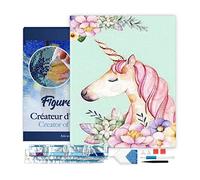 Figured'Art Diamond Painting Art 5D kit completo 40x50cm Tela già Incorniciata Interamente da Ricoprire di Diamonds Quadrati - Disegno Di Unicorno - Pittura Diamante - Attività Creativa per Adulti