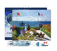 Figured'Art Diamond Painting Art 5D kit completo 40x50cm Tela già Incorniciata Interamente da Ricoprire di Diamonds Quadrati - La terrazza a Sainte-Adresse - Monet - Pittura Diamante