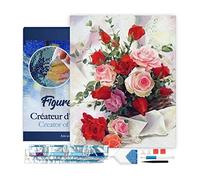 Figured'Art Diamond Painting Art 5D kit completo 40x50cm Tela già Incorniciata Interamente da Ricoprire di Diamonds Quadrati - Bellissime Rose - Pittura Diamante - Attività Creativa per Adulti