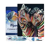 Figured'Art Diamond Painting Art 5D kit completo 40x50cm Tela già Incorniciata Interamente da Ricoprire di Diamonds Quadrati - Coppia Di Zebre - Pittura Diamante - Attività Creativa per Adulti