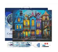 Figured'Art Diamond Painting con telaio Art 5D kit completo 40x50cm Tela già Incorniciata - Diamonds Quadrati - Case Gotiche Colorate - Pittura Diamante - Attività Creativa per Adulti