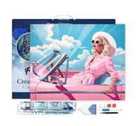 Figured'Art Diamond Painting con telaio Art 5D kit completo 40x50cm Tela già Incorniciata - Diamonds Quadrati - Diva in Auto Rosa Retrò - Pittura Diamante - Attività Creativa per Adulti