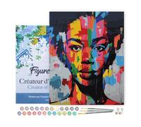 Figured'Art Dipingere con i Numeri con Telaio - Paint by Numbers Arte di Strada Ragazza Colorata, Passatempo per Adulti, Kit Completo, Hobby Creativi - Quadri fai da te 40x50cm Tela Già Incorniciata